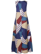 Load image into Gallery viewer, Vestido maxi sem mangas com estampa geométrica e decote em V
