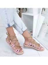 Load image into Gallery viewer, Flat hemp flat sandals for women
