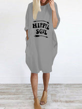 Load image into Gallery viewer, Hippie soul print crew neck midi dress

