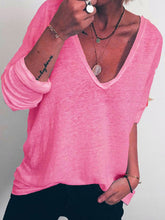 Load image into Gallery viewer, Camiseta feminina fina cor sólida
