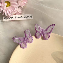 Load image into Gallery viewer, Fabric butterfly earrings for women
