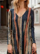 Load image into Gallery viewer, Vestido feminino de manga comprida listrado
