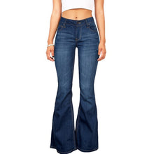 Load image into Gallery viewer, Mid-waist cotton 70s stretch flared pants
