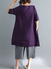 Load image into Gallery viewer, Short sleeve round neck tunic shirts
