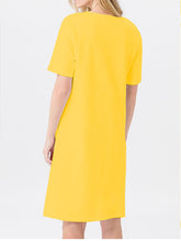 Load image into Gallery viewer, Solid Color Round Neck Butterfly Print Four Color Dress
