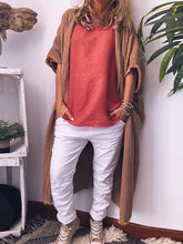 Load image into Gallery viewer, Top camisero de algodón y lino de manga larga con capucha
