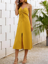 Load image into Gallery viewer, Vestido dividido de algodón y lino con cordón sexy para mujer
