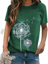 Load image into Gallery viewer, Women's Dandelion Print Loose Short Sleeve Round Neck T-Shirt
