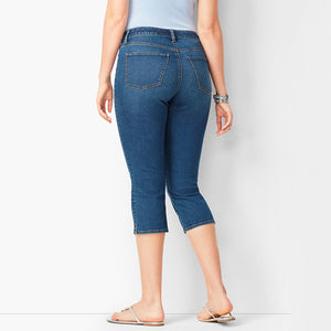 70s mid-rise stretch denim capri pants