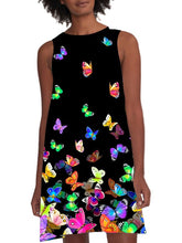 Load image into Gallery viewer, Vestido amplio sin mangas con estampado de mariposas de colores
