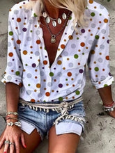 Load image into Gallery viewer, Women's polka dot V-neck shirt
