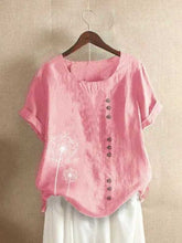 Load image into Gallery viewer, Short-sleeved buttoned blouses in floral dandelion
