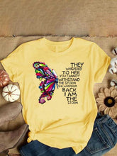 Load image into Gallery viewer, Camisa de algodón con estampado de letras de mariposas
