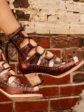 Load image into Gallery viewer, Women's Retro Summer Thick Heel Strap Sandals
