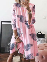Load image into Gallery viewer, Vestido largo estampado mangas 3/4 cuello redondo gran swing grande
