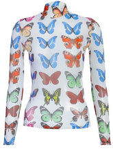 Load image into Gallery viewer, Camisa de algodón de manga larga con estampado de mariposas
