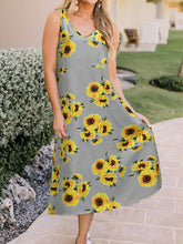 Load image into Gallery viewer, Casual V-neck dress with sunflower print
