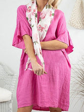 Load image into Gallery viewer, Short-sleeved dress with ruffles and round neck
