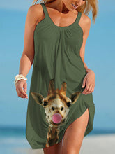 Load image into Gallery viewer, Vestido con tirantes elásticos y estampado de jirafa para mujer
