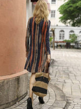 Load image into Gallery viewer, Vestido feminino de manga comprida listrado

