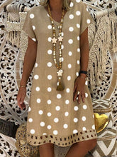 Load image into Gallery viewer, Vestido feminino de algodão e linho com bolinhas
