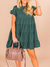 Load image into Gallery viewer, Vestido feminino de linho com babados de algodão
