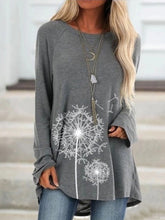 Load image into Gallery viewer, Women's Round Neck Dandelion Print Long Sleeve Top
