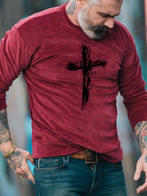 Load image into Gallery viewer, Casual cross faith print slim fit T-shirt
