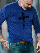 Load image into Gallery viewer, Casual cross faith print slim fit T-shirt
