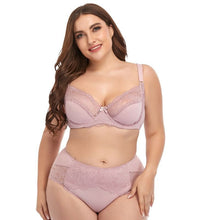Load image into Gallery viewer, Women's Plus size sexy Underwire Lace Trim Bra Set
