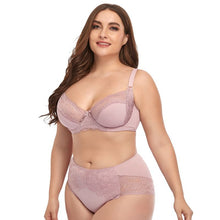 Load image into Gallery viewer, Women's Plus size sexy Underwire Lace Trim Bra Set
