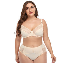 Load image into Gallery viewer, Women's Plus size sexy Underwire Lace Trim Bra Set
