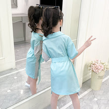 Load image into Gallery viewer, Teen Girls 4-10 Years Old Personality Color Block Stitching Striped Dress
