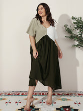 Load image into Gallery viewer, V Neck Long skirt Dress Plus Size Conventional cropping no conventional conventional Splice Non-stretchy Daily Holiday Workwear Going Out Cotton-Blend Spring Summer Autumn Casual Retro Elegant
