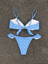 Load image into Gallery viewer, Women's ruffled polka dot bow Bikini Swimsuit
