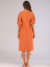 Load image into Gallery viewer, Vestido feminino de manga curta de algodão abotoado
