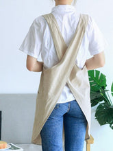 Load image into Gallery viewer, Retro lace-up linen and cotton apron dungarees
