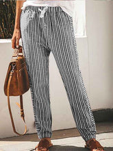 Load image into Gallery viewer, Calças casuais estampadas de linho de algodão feminino
