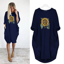 Load image into Gallery viewer, Let It Be Double Sunflower Print Long Sleeve Tunic Dress
