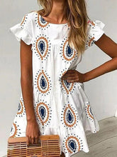 Load image into Gallery viewer, Vestido estampado com mangas de lótus
