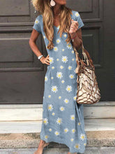 Load image into Gallery viewer, Women's Daisy Print Short Sleeve Dress
