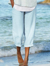 Load image into Gallery viewer, Literatura y arte de mujeres, una buena combinación, algodón y lino, pantalones casuales de color liso
