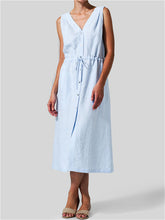 Load image into Gallery viewer, Vestidos sin mangas con cuello en V y botones
