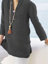 Load image into Gallery viewer, Camisa de lino con bolsillo cómodo para mujer
