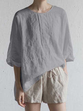 Load image into Gallery viewer, Camisa casual de cinco mangas de algodão e linho
