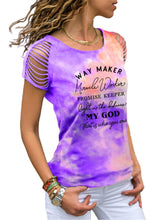 Load image into Gallery viewer, Way Maker Miracle Worker Promise Keeper Light In The Darkness My God That Is Who You Are Camiseta con borlas y teñido anudado
