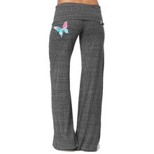 Load image into Gallery viewer, Comfy yoga pants with bell bottom and butterfly print
