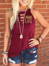 Load image into Gallery viewer, Camiseta feminina com estampa de letras MAMA LIFE
