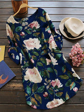 Load image into Gallery viewer, Vestido de linho de algodão com estampa floral de manga comprida

