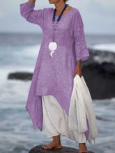 Load image into Gallery viewer, Long sleeve loose fit linen dress
